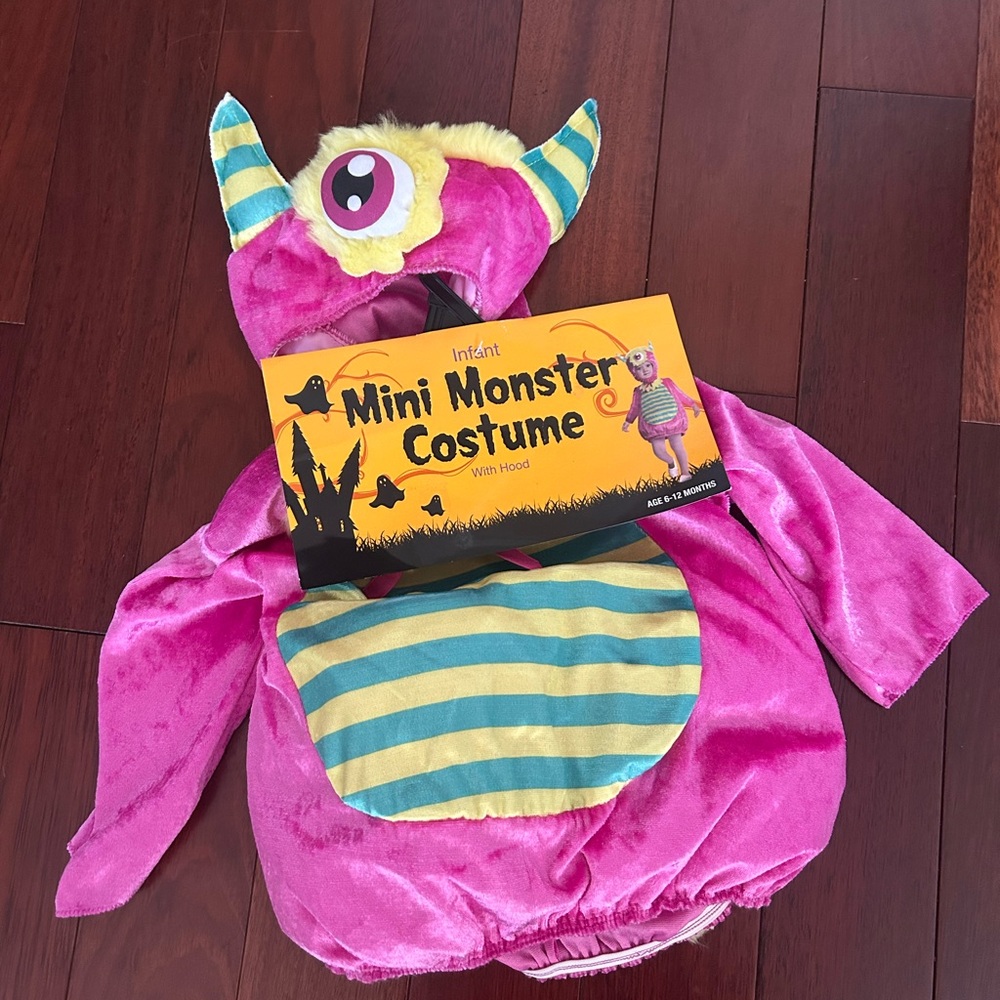 NWT Baby Girl Mini Monster Costume 6 - 12 Months Halloween Padded Lightweight